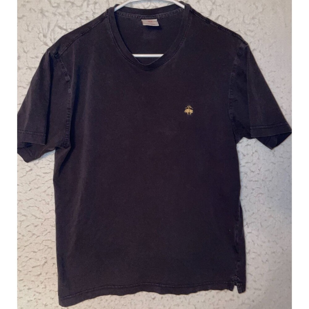 Brooks Brothers Navy Blue Short Sleeve Men’s T Shirt Sz M 100% Cotton Gold Logo